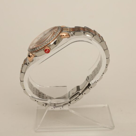 Michele Sidney MoP Diamond Silver Rose Gold Watch - Picture 6 of 13